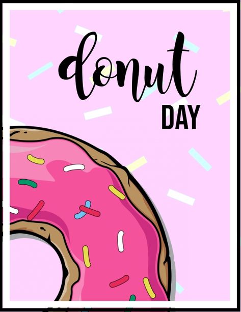 Fully customisable donut day poster Donut Advertisement Poster, Donut Day Ideas, Confectionery Shop, Donut Board, Donuts Cake, Gold Donuts, Donut Day, Pusheen Cute, Donut Wall