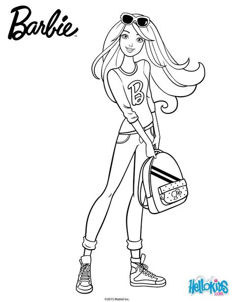 Barbie looks very chic on her way to school. Decorate Barbie with her school backpack to add to your Barbie coloring page collection. Print to color at home or color online with the interactive coloring machine. Enjoy a fun Barbie channel from Hellokids for more Barbie coloring pages and activities. Barbie Thanksgiving, Printable Barbie, Free Barbie, Barbie Drawing, Thanksgiving Coloring, Barbie Coloring, Barbie Coloring Pages, Unicorn Coloring, Barbie Images