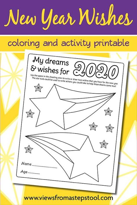 A New Years resolution coloring page that children can use to write down their goals for the new year. #newyearsprintable #resolutionsforkids #kidsactivities #parenting #newyearsactivities Resolution For Kids, New Year Printables, Resolution Ideas, New Year's Games, Printable Board Games, New Years Activities, Primary Activities, New Years Resolutions, New Year Goals