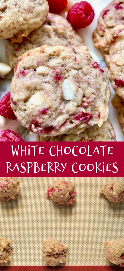 White chocolate raspberry cookies are such a delight. The white chocolate blends perfectly with the raspberries, making these amazing. We have raspberry bushes and they bloom late in the season. I love this time of year when you can go pick them right in your back yard. Remember, when you add fruit to cookie dough, the cookies are sometimes a little cakier. However these cookies are kind of in between. They are a little thicker cookie and perfectly chewy. Cookies Raspberry White Chocolate, Raspberry And White Chocolate Cheesecake Cookies, White Chocolate Raspberry Cookies Recipe, Raspberry Jam Cookie Recipes, Black Raspberry Cookies, Raspberry White Chocolate Cookie, White Choc Raspberry Cookies, White Chocolate Chip Raspberry Cookies, White Chocolate And Raspberry Cookies