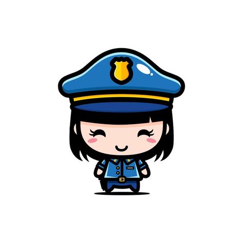 Cute police girl design Premium Vector | Premium Vector #Freepik #vector #woman #girl #cartoon #smile Police Woman Cartoon, Police Cartoon, Police Girl, Drawing Pictures For Kids, Police Stickers, Work Cartoons, Detective Aesthetic, Cartoon Smile, Diy Photo Book