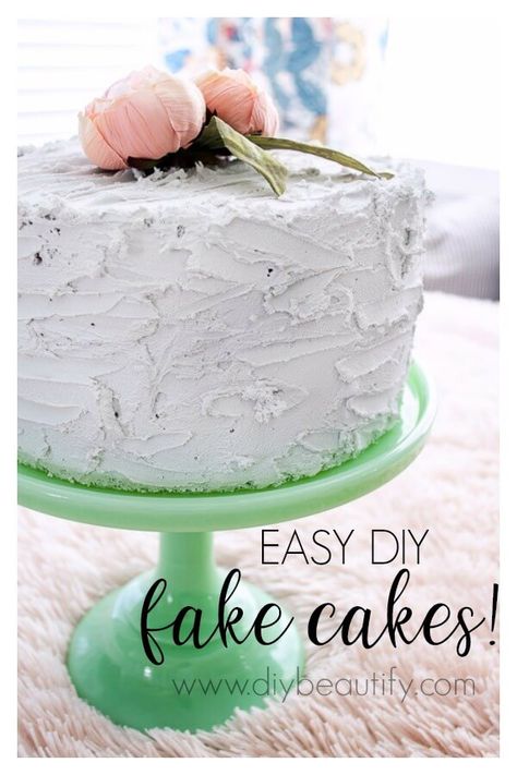 Faux Cupcakes Diy How To Make, Faux Birthday Cake Diy, How To Make Fake Food Props, Diy Fake Birthday Cake, Faux Cake Diy How To Make, Diy Faux Cake, Diy Fake Cake Prop, Faux Cakes Diy, Fake Bake Cakes