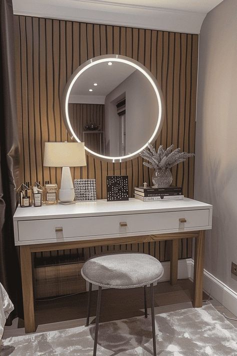 27 Super Chic Dressing Table Ideas You’ll Love 54 27 Super Chic Dressing Table Ideas You’ll Love Small Room Vanity, Vintage Vanities, Makeup Tables, Dressing Table Ideas, Chic Dressing, Bedroom 2024, Salon Stations, Dressing Table Design, Room Vanity