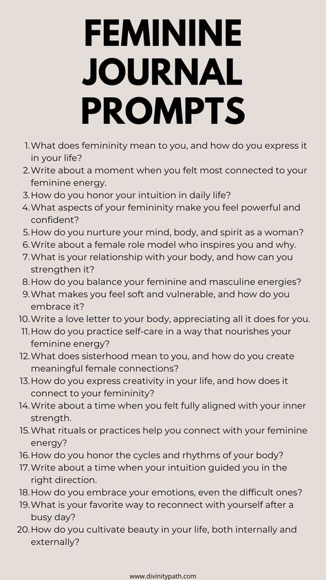 Hey ladies! 💕 Are you ready to tap into your inner goddess and unleash your creativity? 💫 Check out these feminine journal prompts that will help you connect with your feminine energy and manifest your dreams into reality. #journalpromtps #femenine #femeninejournaling #womenjournaling Feminine Journal Prompts, Letter To Future Self, Journal Questions, Creating A Bullet Journal, Coaching Skills, Practicing Self Love, Work Journal, Parenting Knowledge, How To Read People