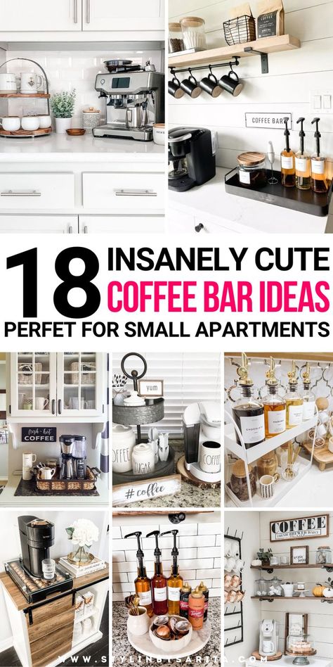 coffee bar ideas Cute Coffee Bar Ideas Small Spaces, Compact Coffee Bar, Small Coffee Bar Ideas Office, Coffee Bar In Small Kitchen, Coffee Bar Small Space, Tiny Coffee Station, Party Coffee Bar Ideas, Small Coffee Bar Ideas Modern, Small Coffee Nook