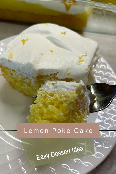 Unleash your inner chef with our Quick and Easy Dessert Idea for Lemon Poke Cake Making Guide! This light and zesty treat is the perfect end to any meal, combining fresh citrus flavors with a moist and fluffy cake base. It's simple to make but guaranteed to impress your guests. From novice bakers to seasoned dessert connoisseurs, this Lemon Poke Cake recipe is a must-try. Don't miss out on this refreshing sweet sensation - save this recipe for later! Lemon Poke Cake Recipe, Lemon Poke Cake, Easy Dessert Idea, Poke Cake Lemon, Box Lemon Cake, Poke Cake Recipe, Lemon Pie Filling, Lemon Cake Mixes, Types Of Desserts