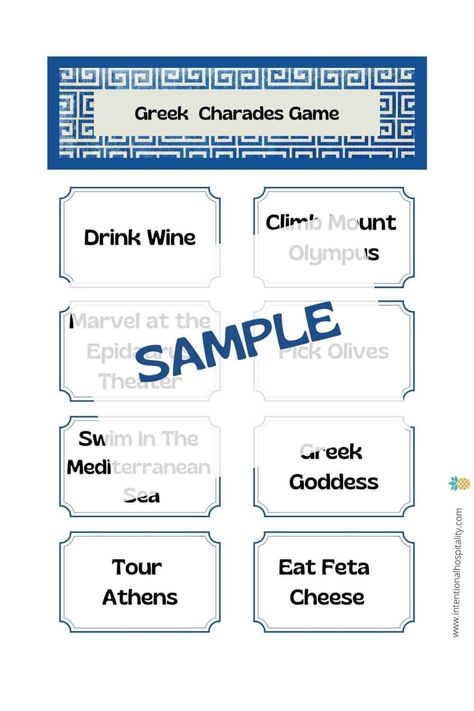 Hosting a fabulous Greek dinner party will be easy; using these inspirational menu ideas, easy printable decorations, and even a printable fun Greek game, your guest will have a blast playing. Greek Birthday Party, Greek Dinner Party, Greek Birthday, Greek Quesadillas, Greek Baklava, Greek Theme, Greek Dinner, Greek Menu, Greek Pasta Salad Recipe