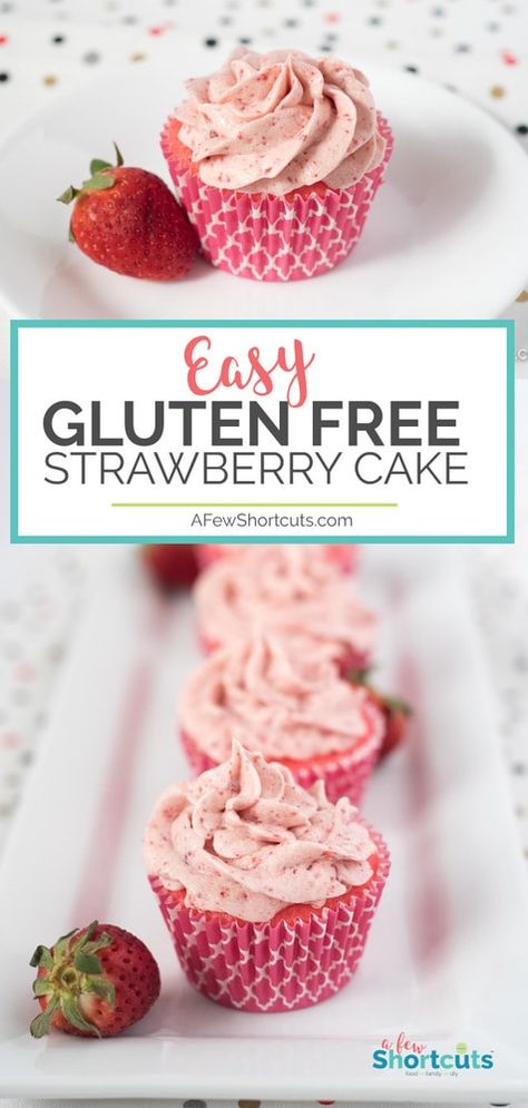 Gluten Free Strawberry Cake Recipe, Gluten Free Yellow Cake Mix, Gluten Free Strawberry Cake, Gluten Free Yellow Cake, Cupcakes Strawberry, Strawberry Gluten Free, Strawberry Cake Recipe, Strawberry Cake Easy, Gluten Free Carrot Cake