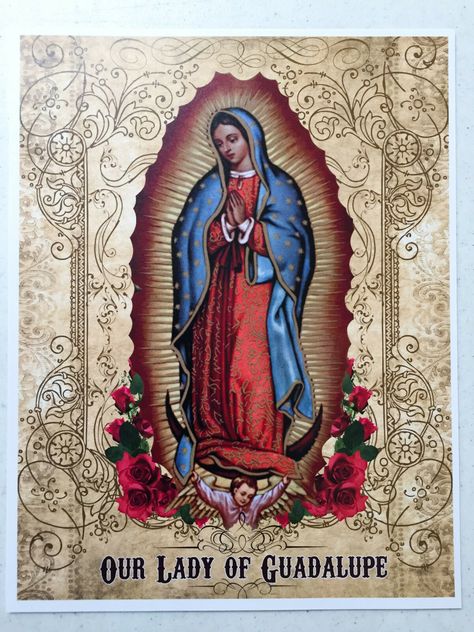 Lady Guadalupe Tattoo, Lady Guadalupe, Virgin Mary Art, Catholic Pictures, Virgin Of Guadalupe, Mary Catholic, Blessed Mother Mary, Our Lady Of Guadalupe, Custom Art Print