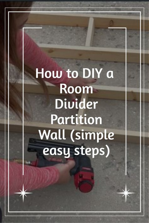 How to build a room divider or partition wall using under $60 of materials and about an hour of time. Customize with stain or paint and choose to have it as a freestanding divider or permanent partition wall Drywall Room Divider, How To Build A False Wall, Diy Wooden Room Divider, Diy Office Partition Ideas, Half Wall Divider Ideas, Adding A Wall To Divide A Room, Faux Wall Divider, Diy Partition Room Dividers, Diy Partition Wall