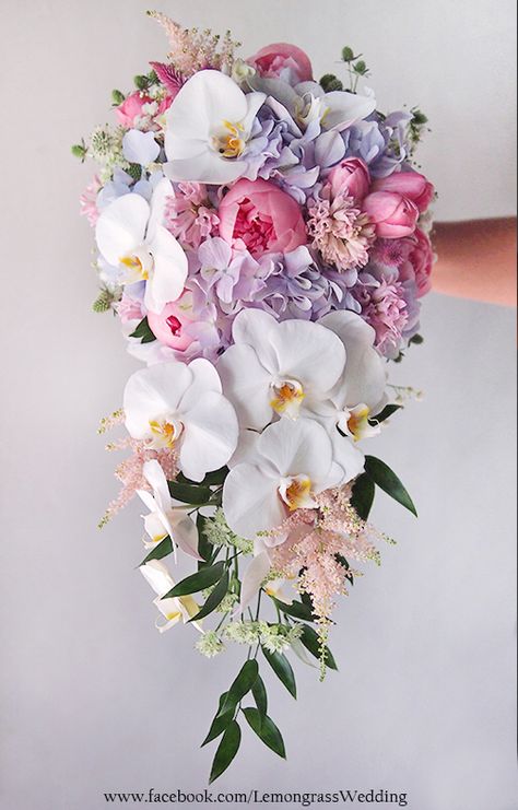 waterfall size bouquet *surcharge will be applied Orquid Wedding Bouquet, Cascading Orchid Wedding Bouquet, Wedding Orchids Decoration, Waterfall Bouquet, Orchids Wedding, Wedding Flower Bouquets, Orchid Bouquet Wedding, Elegant Wedding Bouquets, Cascading Wedding Bouquets