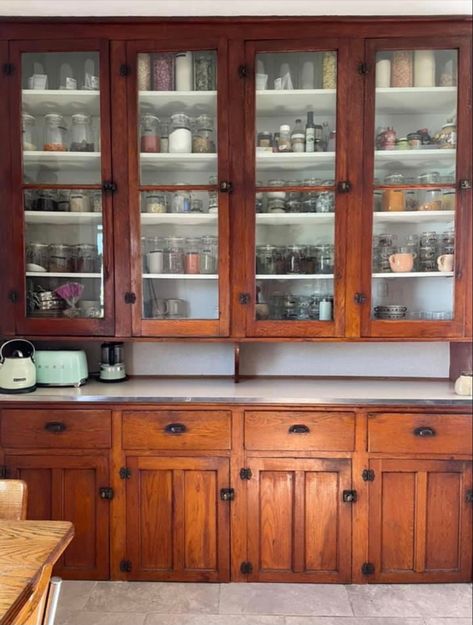 Vintage Butlers Pantry, Victorian Kitchen Aesthetic, Country Vintage Kitchen, Victorian Kitchen Cabinets, Dry Pantry, Downstairs Kitchen, Farmhouse Life, Vintage Kitchen Cabinets, Main Kitchen