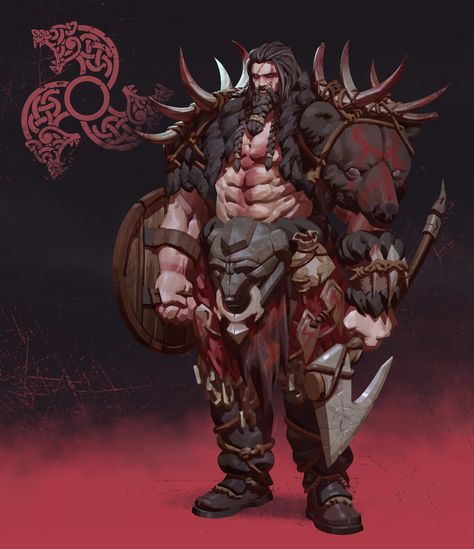 bear tribe viking, seungho lee on ArtStation at https://www.artstation.com/artwork/w6mE89 Armored Bear Art, Brute Character Design, Viking Rpg, Bear Armor, Viking Bear, Armor Designs, Arte Viking, Viking Character, Viking Armor