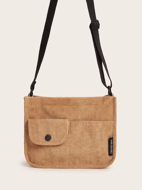 Shop Pocket Front Corduroy Crossbody Bag online. SHEIN offers Pocket Front Corduroy Crossbody Bag & more to fit your fashionable needs. Corduroy Bags, Woman Backpack, Diy Leather Bag, Tote Outfit, Diy Bag Designs, Boho Bags, Cute Tote Bags, Fabric Bags, Velvet Bag