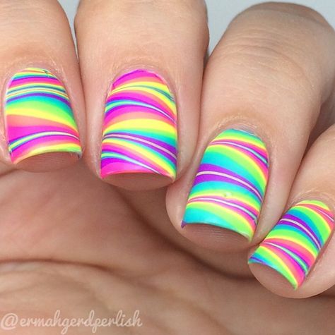 Drop Nails, Colorful Nail, Striped Nails, Pretty Nail Art, Rainbow Nails, Neon Nails, Nail Art Summer, Top Trending, Fancy Nails