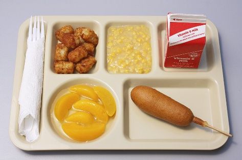 Childs School Lunch on Tray; Corn Dog – License Images – 908250 ❘ StockFood School Lunch Recipes Cafeterias Old, Airline Meal, Cafeteria Lunch, School Cafeteria Food, School Lunch Menu, 90s Food, Aesthetic Lunch, Nwa Wrestling, Airline Food