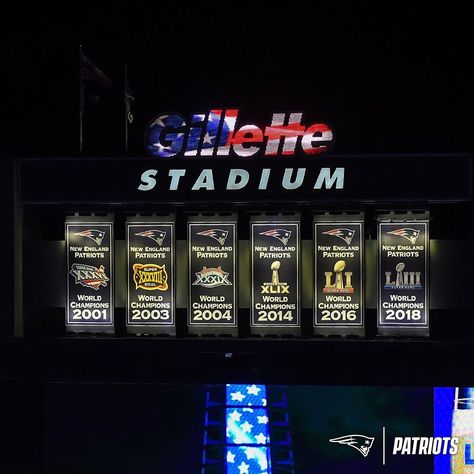 And then there were six. Championship Banner, Patriots Cheerleaders, Nfl Football 49ers, England Fans, Go Pats, Tampa Bay Bucs, Nfl Patriots, New England Patriots Football, Gillette Stadium