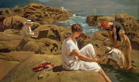 Laura Knight Paintings, Dame Laura Knight Paintings, Harold Knight, Dame Laura Knight, Laura Knight, Aberdeen Art Gallery, Beach People, Gallery Museum, Art Movements