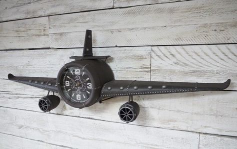 Aviation Room Decor, Clock On Wall, Aviation Room, Airplane Clock, Propeller Wall, Aviation Furniture, Industrial Home Offices, Large Wall Clocks, Aviation Decor