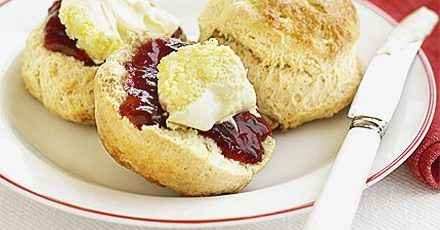 Classic scones with jam & clotted cream Yogurt Scones, Classic Scones, Scones And Jam, Gluten Free Scones, Tray Bake, Cream Scones, Bbc Good Food, Clotted Cream, Yogurt Recipes