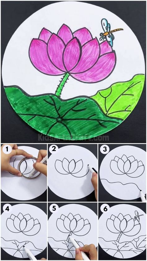 Easy Lotus Drawing Hack Tutorial For Kids Check more at https://www.kidsartncraft.com/lotus-drawing-art-tutorial/ Easy Lotus Drawing, Lotus Drawing, Art Unit, Simple Mandala, Watercolor Ideas, Art Tutorial, Lesson Plan, Drawing Art, Drawing For Kids