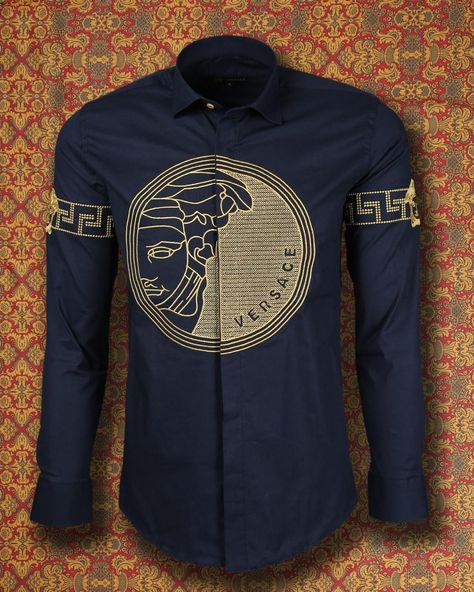 Versace T Shirt Men, Decorating Shirts, Mens Clothing Trends, Boys Shirts Pattern, Luxury Clothes Men, Versace Shirts, Stylish Shirts Men, Versace T Shirt, Men Fashion Casual Shirts