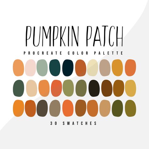 Pumpkin Patch Procreate Color Palette - Etsy Fall Color Pallet, Halloween Color Palette, Autumn Color Palette Fashion, Procreate Color Palette, Drawing Desk, Thanksgiving Color, Create Color Palette, Color Design Inspiration, Orange Color Palettes