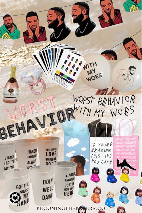 Worst Behavior Drake, Drake Bachelorette Party Themes, Drake Decorations, Drake Themed Party Birthday Ideas, Ratchet Bachelorette Party Ideas, Drake 30th Birthday Party, Drake Birthday Party Ideas, Drake Party Decorations, Justin Bieber Bachelorette Party