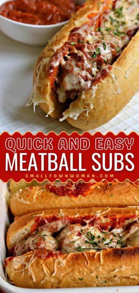 In search of easy meals for lunch? Here's a sandwich recipe featuring homemade meatballs! It's also a family-friendly dinner. Baked with marinara, mozzarella, and spices, these Italian meatball subs are the BEST! Fresh Meatballs, Easy Italian Meatballs, Meatball Sub Recipe, Meatball Sub, Tasty Meatballs, Marinara Sauce Homemade, Meatball Subs, Sub Sandwiches, Italian Spices