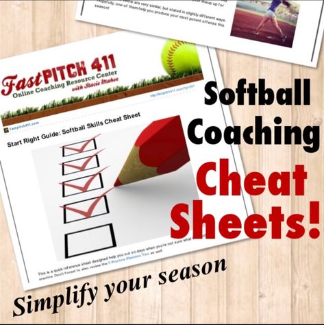 Fastpitch Softball Coaching Cheat Sheet: 50 Common Situations to Practice | Stacie Mahoe | Progress Daily Softball Practice, Fly Ball, Softball Coach, Fastpitch Softball, Online Coaching, Cheat Sheet, Cheat Sheets, Design Help, Drills