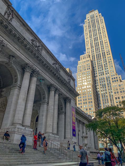 new york city aesthetic, public library, empire state building, bryant park, new york New York City Public Library, Cuny New York, New York Public Library Aesthetic, Empire State Building Aesthetic, Nyc Places, Fanfic Ideas, Degree Holder, New York City Aesthetic, Building Aesthetic