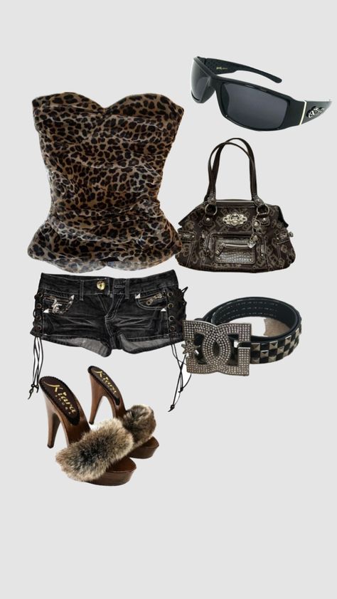 #y2k #cheetahprint Cheetah Print Outfits, Mcbling Fashion, Trashy Outfits, 2000s Fashion Outfits, Y2k Outfits, Lovely Clothes, Swaggy Outfits, Alternative Outfits, Really Cute Outfits