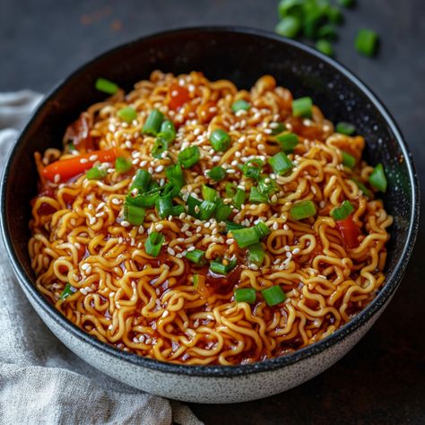 Easy Saucy Ramen Noodles - recipes Ramen Sauce Recipes, Rice Ramen Noodle Recipes, Rice Noodle Ramen Recipe, At Home Ramen, Saucy Ramen, Best Ramen Recipe, Spicy Ramen Noodle Recipes, Ramen Noodle Recipes Easy, Spicy Ramen Noodles