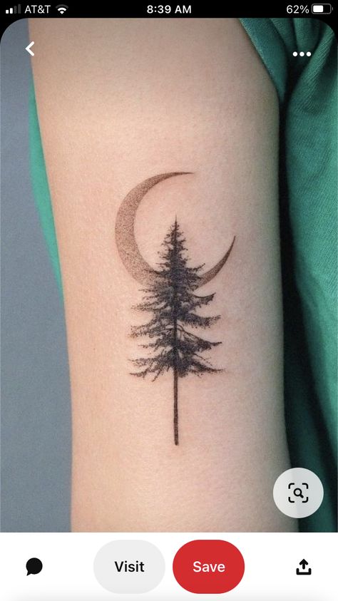 Tree Moon Tattoo Design, Forest And Moon Tattoo, Tree With Moon Tattoo, Quaking Aspen Tree Tattoo, Woodsy Tattoos For Women, Feminine Tree Tattoos, Small Forest Tattoo, Briar Tattoo, Forest Tattoos Women