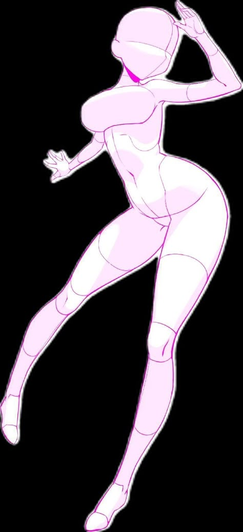 Female Bases Drawings, Body Reference Drawing Woman Poses Standing Anime, Women Body Drawing Reference Anime, Fem Body Base, Female Base Pose, Anime Body Porpotion, Body Base Drawing Ballet, Female Base Drawing, Crazy Poses Drawing Reference