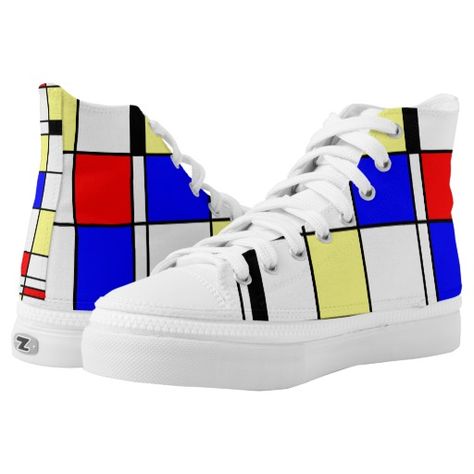 Styling High Top Sneakers, Statement Sneakers, Mondrian Art, Diy Sneakers, Printed Shoes, Pattern Shoes, Sneaker Art, Shoe Art, Shoe Print