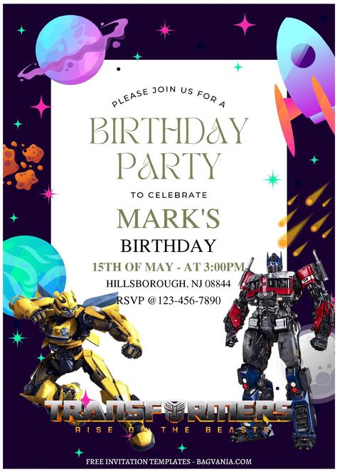 Childrens Room Storage, Transformer Birthday, Free Printable Invitations Templates, Fun Party Themes, Free Printable Invitations, Boy Birthday Invitations, Free Invitation Templates, Free Birthday Invitation Templates, Free Birthday Invitations