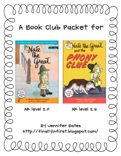 Finally in First: book club packets Nate The Great, Reading Unit, First Grade Writing, Guided Reading Groups, Teaching Ela, First Grade Reading, Literature Circles, English Reading, Reading Workshop