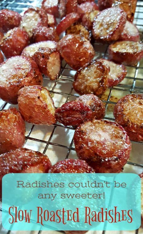 Slow Roasted Radishes | Simply Sherryl Moxifit Recipes, Raddish Meals, Side Veggies, Gf Sides, Recipes Sides, Ww Meals, Recipes Vegetables, Roasted Radishes, Radish Recipes