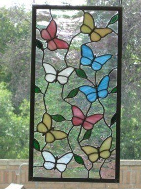 Butterflies stained glass panel Stained Glass Paint, Stained Glass Birds, Stained Glass Window Panel, Stained Glass Butterfly, Stained Glass Decor, Custom Stained Glass, Stained Glass Flowers, Stained Glass Diy, Stained Glass Crafts