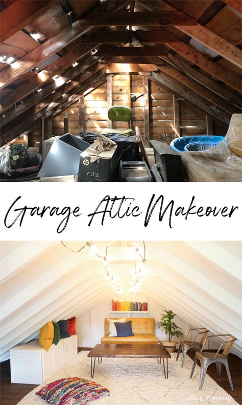 Small Crawl Space Ideas, Finishing An Attic On A Budget, Attic Crawl Space Ideas, Diy Attic Remodel, Attic Conversion Ideas, Attic Diy, House Paints, Garage Windows, Attic Makeover