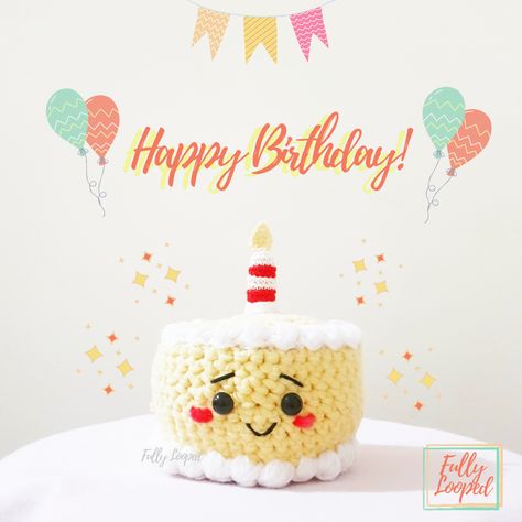 Birthday Cake Amigurumi, Birthday Cake Crochet, Crochet Birthday Cake, Birthday Crochet, Cake Crochet, Crochet Craft Fair, Crochet Cake, Cake Cute, Yarn Craft