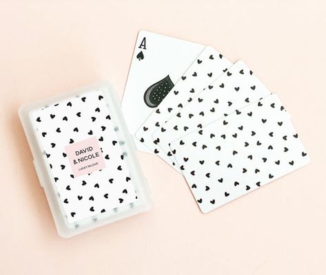 Bridal Shower Favor Ideas, Playing Cards Wedding, Wedding Favors Unique, Unique Bridal Shower Favors, Playing Card Case, Personalized Playing Cards, Plastic Playing Cards, Bachelorette Party Cups, Personalized Confetti