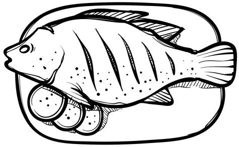 Fish Fish Coloring, Fish Coloring Page, Grilled Fish, Clipart Black And White, Fried Fish, Free Vectors, The Fish, Free Png, Template Design