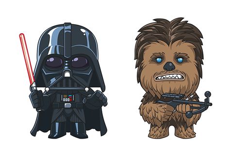 Chibi Characters on Behance Star Wars Art Painting, Star Wars Cartoon, Star Wars Valentines, Caricature Sketch, Star Wars Luke, Dark Vador, Star Wars Love, Star Wars Drawings, Star Wars Tattoo