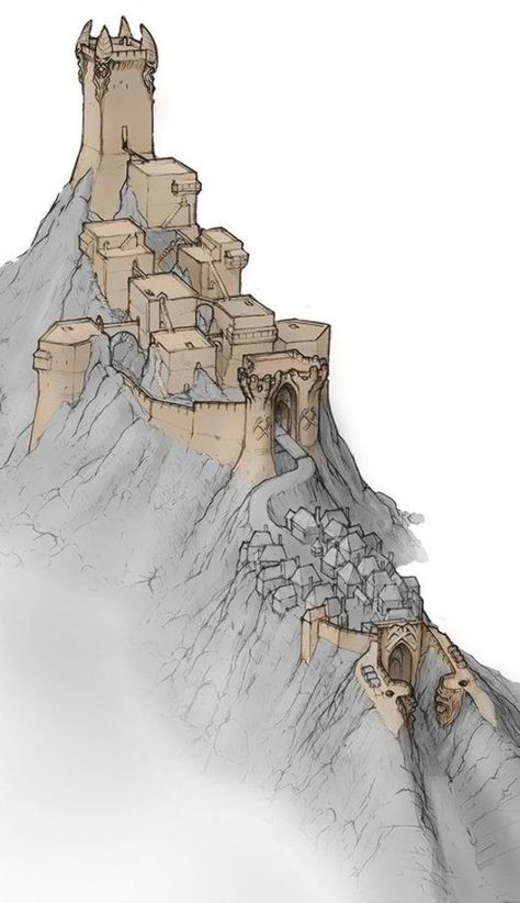 Dwarven City dwarf castle mountains map cartography | Create your own roleplaying game material w/ RPG Bard:  | Writing inspiration for Dungeons and Dragons DND D&D Pathfinder PFRPG Warhammer 40k Star Wars Shadowrun Call of Cthulhu Lord of the Rings LoTR + d20 fantasy science fiction scifi horror design | Not Trusty Sword art: click artwork for source Dwarven Village, Dwarven City, Horror Design, Fantasy City Map, Fantasy Map Making, Fantasy World Map, Rpg Map, Castle Art, Age Of Empires