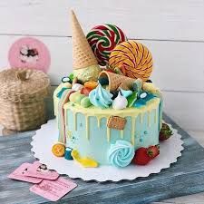 Ice Cream Cake | Designer Cake - cake by Kapil Tomar - CakesDecor Tort Special, Bolo Drip Cake, Simple Birthday Cake Designs, Cake Designs For Boy, Birthday Cake Design, Online Cake Delivery, Simple Cake Designs, Candy Cakes, Order Cake