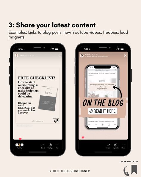 What to share in your Instagram Stories: 8 ideas for designers — The Little Design Corner Free Checklist, Social Proof, Free Content, Lead Magnet, Little Designs, Call To Action, Business School, Story Ideas, Getting To Know You