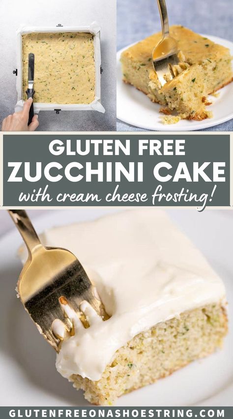 Gluten Free Zucchini Cake, Gluten Free Zucchini Recipes, Gf Cake Recipe, Cake Cream Cheese Frosting, Garden Zucchini, Zucchini Cakes Recipe, Low Carb Gluten Free Recipes, Cake With Cream Cheese Frosting, Zucchini Cake