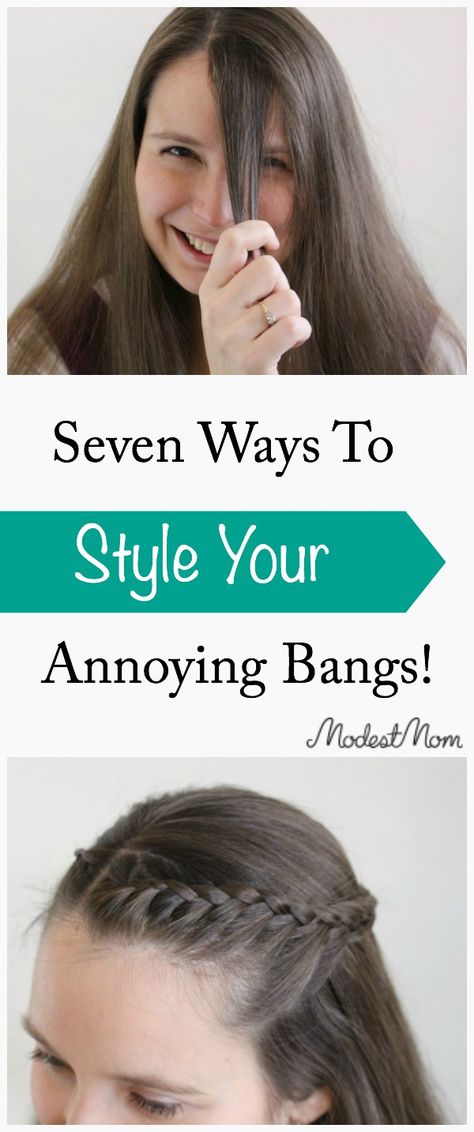 Seven Ways To Style Your Annoying Bangs as you grow them out! Don't let them stay in your eyes all day, here are some super cute but simple ways to style them! Pulling Bangs Back Cute Ways To, How To Grow Out Bangs Hairstyles, Pull Back Bangs Hairstyles, Grow Out Bangs Hairstyles, What To Do With Bangs While Growing Out, Ways To Pull Back Bangs, Bangs Pinned Back Hairstyles, How To Pull Back Bangs, Hairstyle Pulled Back